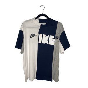 Nike X Sacai Women's Hybrid T-Shirt Navy/White/Grey Size Medium